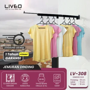 Jemuran Dinding Baju Alumunium Liveo LV-308 / Jemuran Lipat Gantung