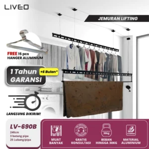 Jemuran Lifting Baju Alumunium Liveo LV-690B / Jemuran Plafond