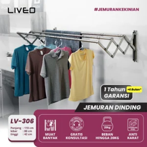 LIVEO Jemuran Dinding Baju Stainless Steel LV-306 / Jemuran Lipat Gantung